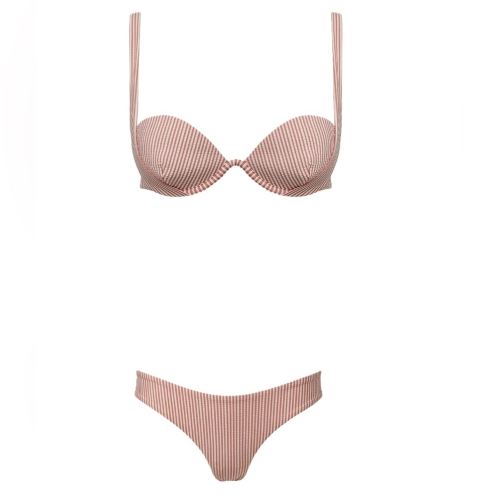 NWT Onia Annalise Lily Rosette Striped Bikini Set